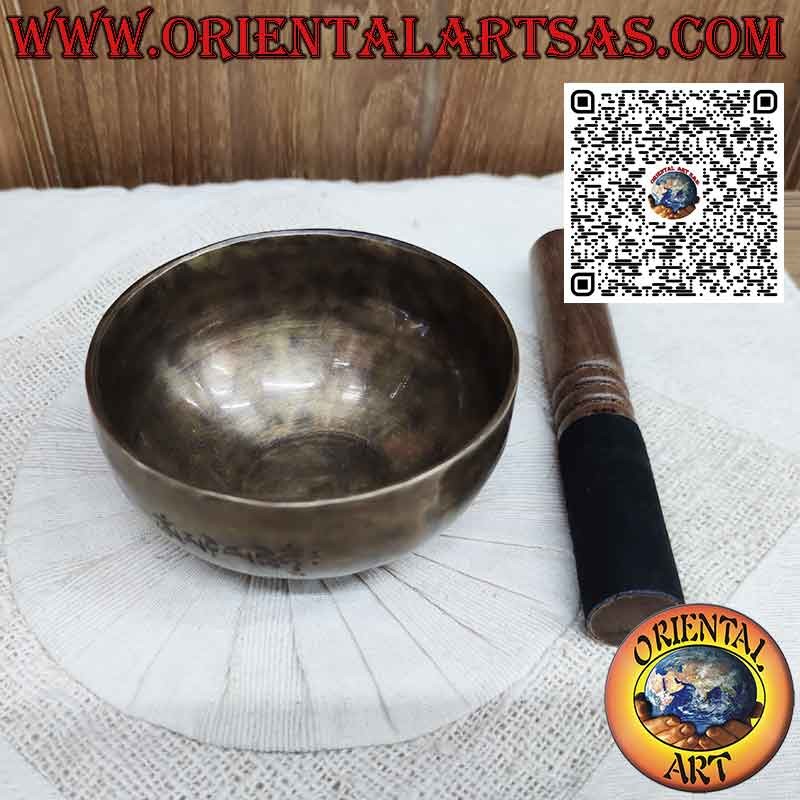 Bol chantant tibétain artisanal pleine lune, 12 cm Ø, 410gr., "La", 440 Hz