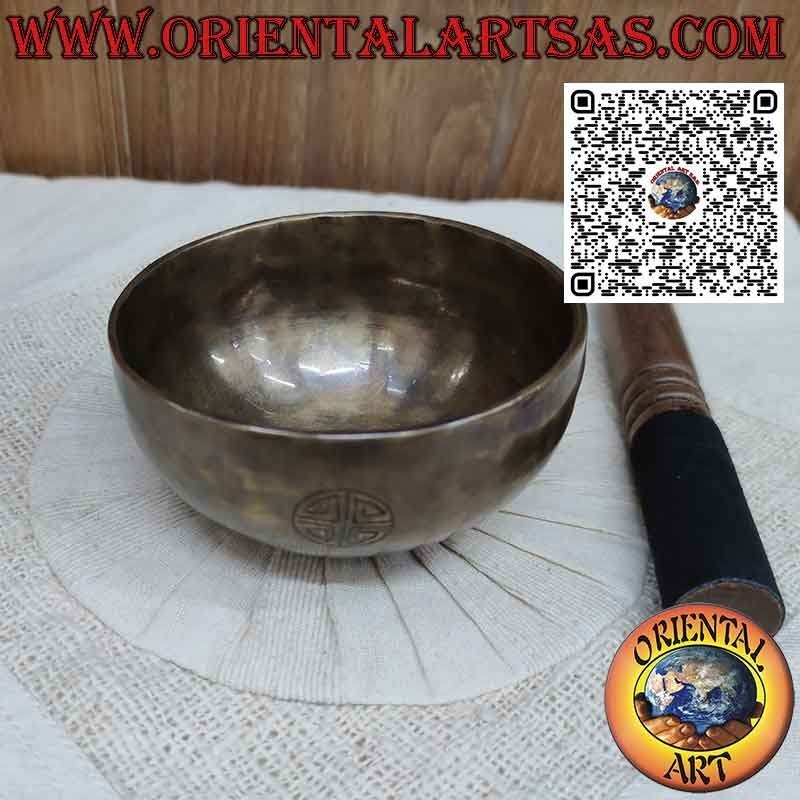 Cuenco tibetano hecho a mano de luna llena, 14 cm Ø, 410gr., "La", 440 Hz