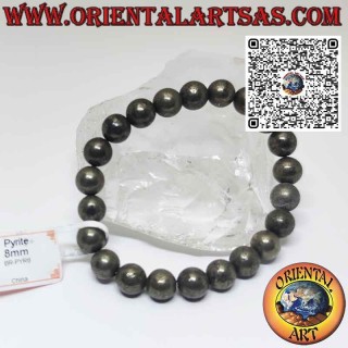 Armband aus natürlichem Pyrit mit 8 mm großen polierten Kugeln. Ø mit Gummizug