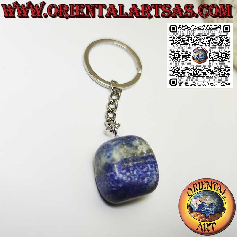 Llavero de Metal con Lapislázuli Natural Afgano