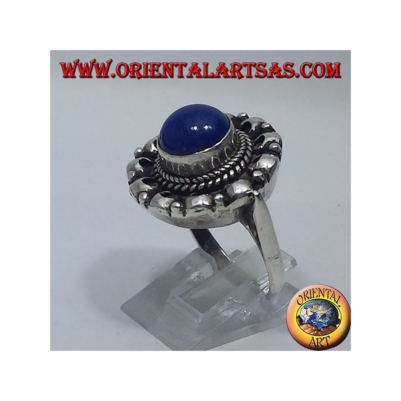 anello in argento con lapislazzulo tondo