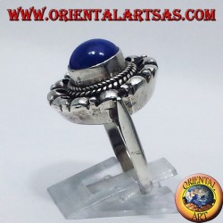 Bague en argent avec lapis lazuli rondes