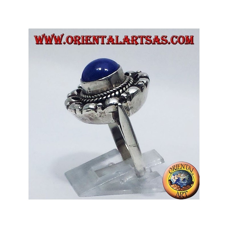 Bague en argent avec lapis lazuli rondes