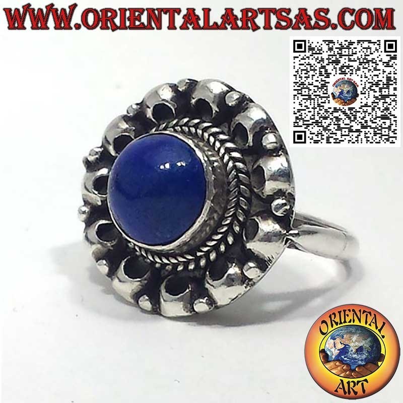 Anello in argento con lapislazzuli Afgano tondo