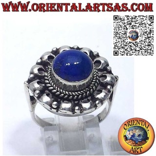 Bague en argent avec lapis lazuli rondes