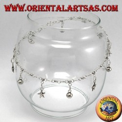 Bracelets de cheville en argent avec 5 étoiles et 7 cloches