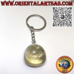 Portachiavi in metallo con topazio fume quarzo burattato naturale