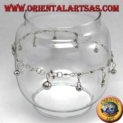 Tobillo plateado, con 5 estrellas y 7 campanas