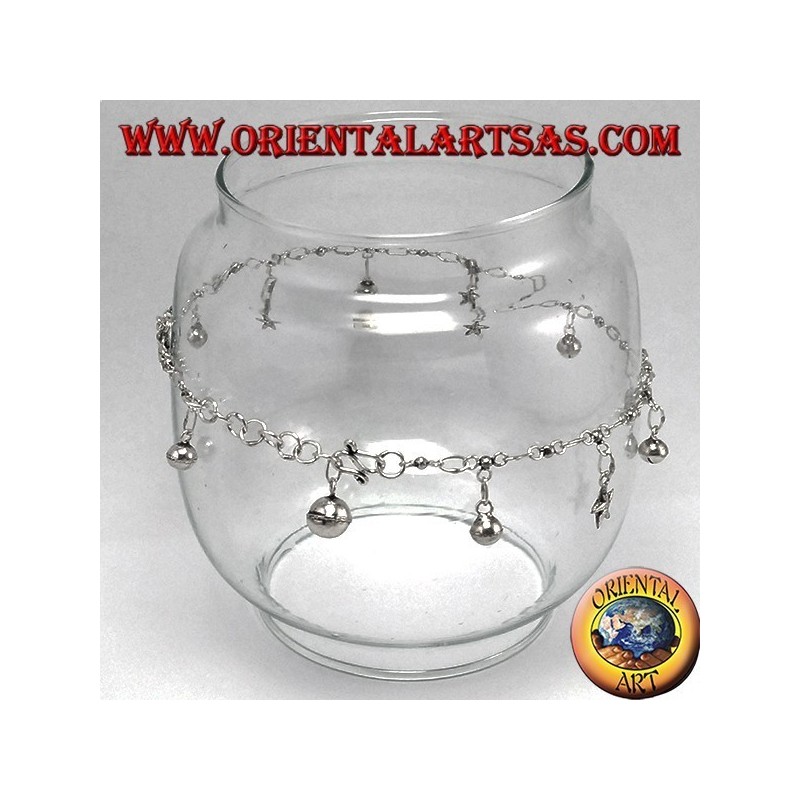 Cavigliere in argento, con 5 stelle  ed 7 campanelli