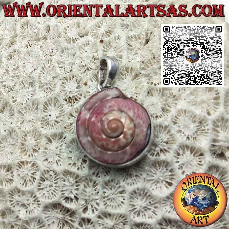 Colgante de plata con nautilus astrea rosa en engaste liso
