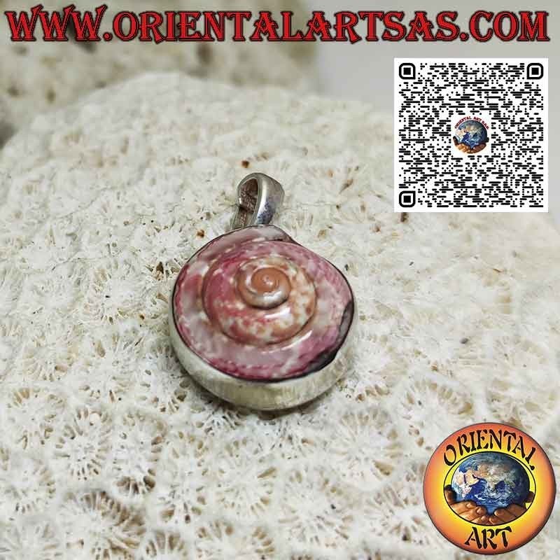 Pendentif en argent avec nautile astrea rose dans un serti lisse