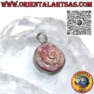 Pendentif en argent avec nautile astrea rose dans un serti lisse