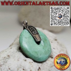 28mm Ø Donut Natural Turquoise Pendant.  and hook in silver