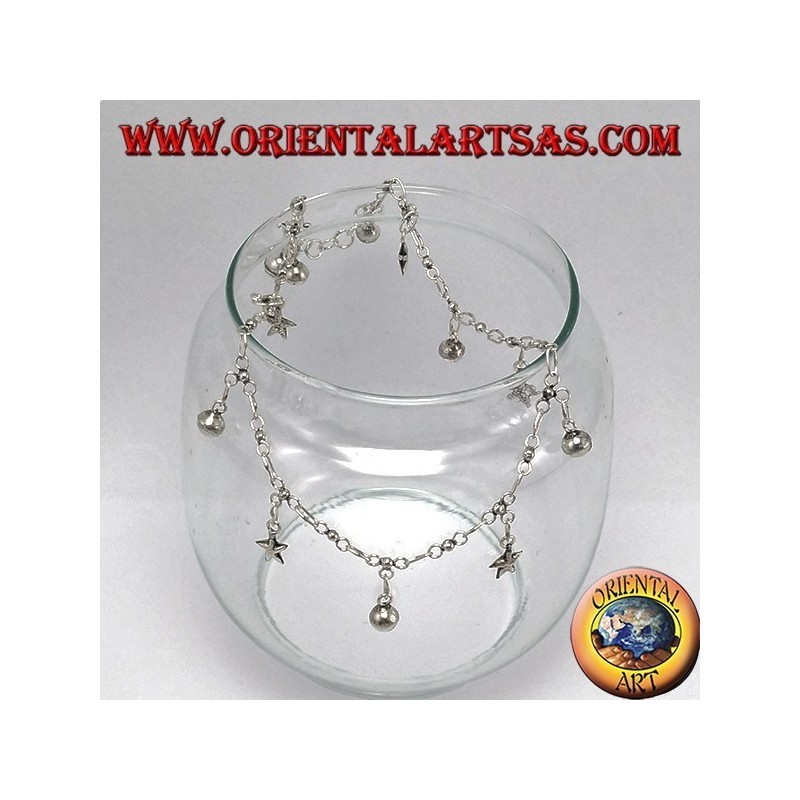 Cavigliere in argento, con 5 stelle  ed 7 campanelli