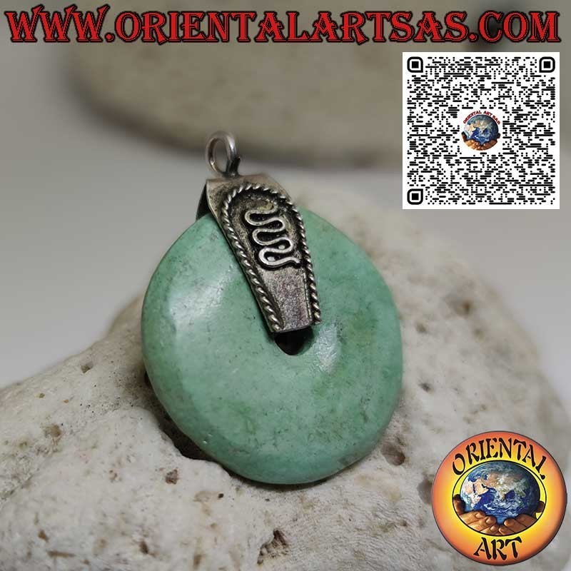 Colgante Donut Turquesa Natural 28mm. Ø y gancho en plata