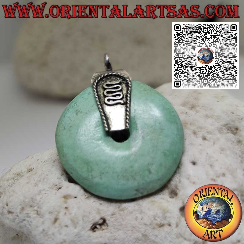 Colgante Donut Turquesa Natural 28mm. Ø y gancho en plata
