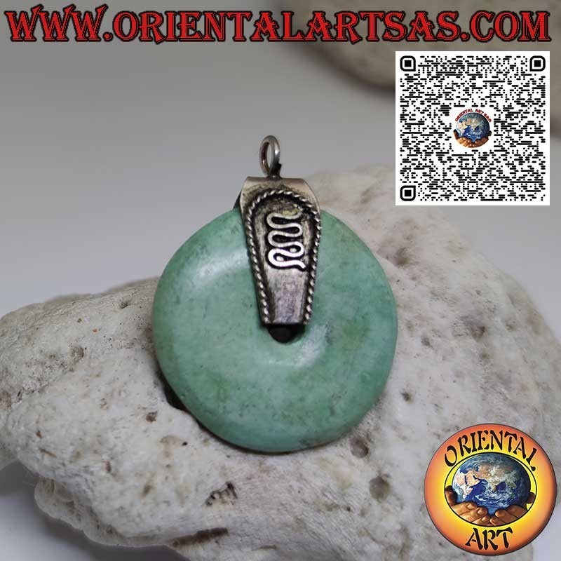 Colgante Donut Turquesa Natural 28mm. Ø y gancho en plata