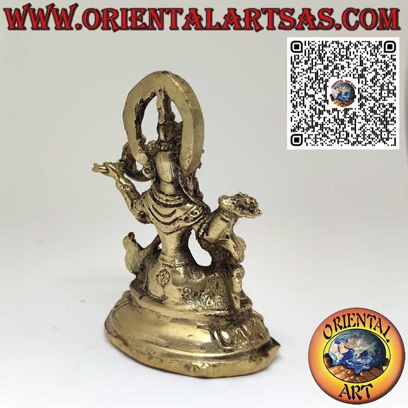 Bellissima scultura in ottone di Sarasvatī, dea della conoscenza e arte