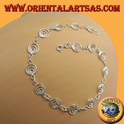Silver anklets with flower and leaf pendants