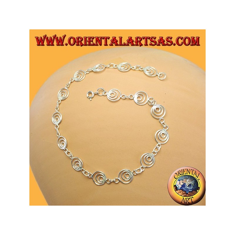 Silver anklets with flower and leaf pendants