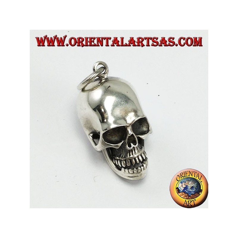 Silver pendant Skull with movable mandible and skull open