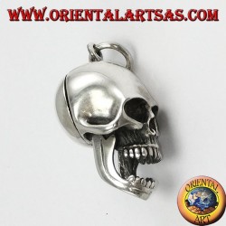 Silver pendant Skull with movable mandible and skull open