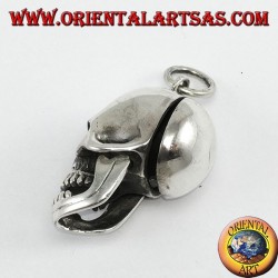 Colgante de plata Cráneo con mandíbula móvil y cráneo abiertos
