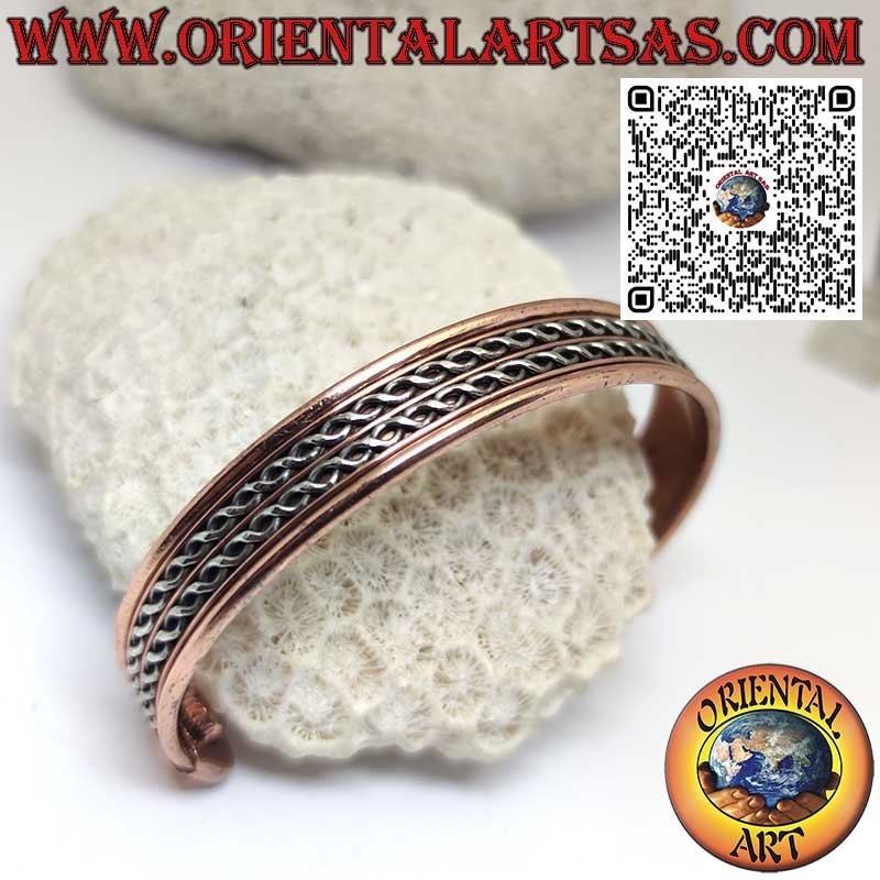 Pure copper health bracelet with magnets, with brass decorations