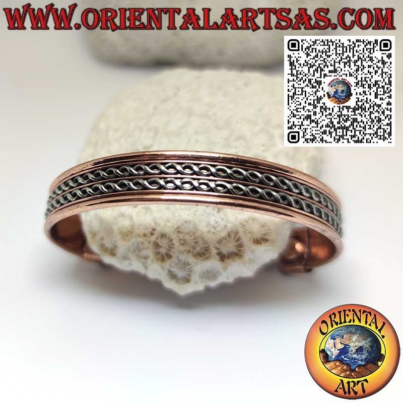 Pure copper health bracelet with magnets, with brass decorations