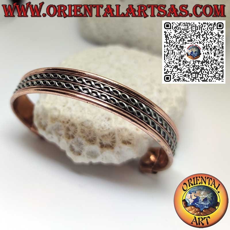 Pulsera de salud de cobre puro con imanes y adornos de latón.
