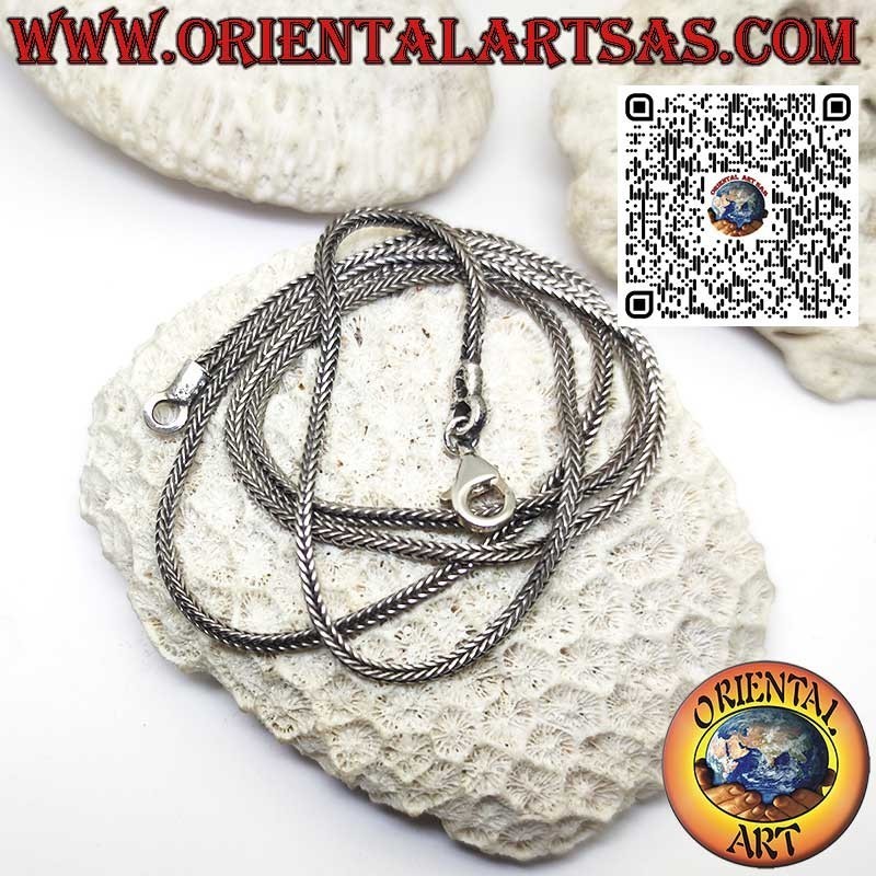 Collana in argento 925 ‰ con maglia snake quadrata  2*2 mm lunga cm67