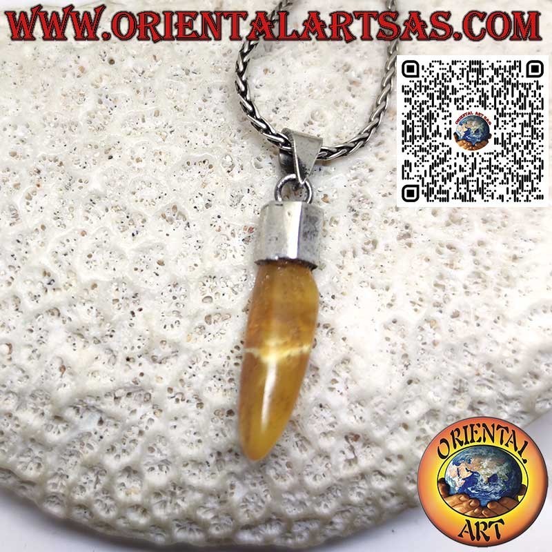 Pendentif crochet en argent 925 avec pointe d'ambre naturel de la Baltique