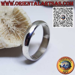 Anello a fedina bombata semplice in argento anallergico da 5 millimetri