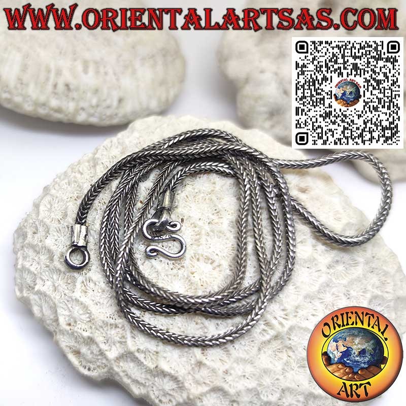 925 ‰ silver necklace with 2*2 mm square snake chain, 64 cm long