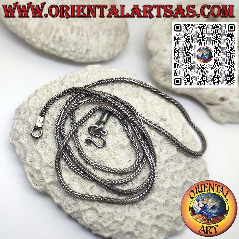Collana in argento 925 ‰ con maglia snake quadrata  2*2 mm lunga cm64