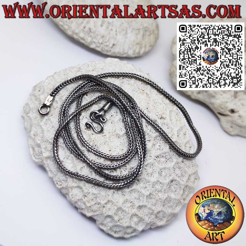 Collana in argento 925 ‰ con maglia snake quadrata  2*2 mm lunga cm64
