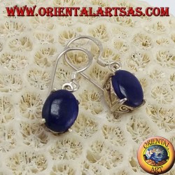 Silver earrings with oval lapis lazuli