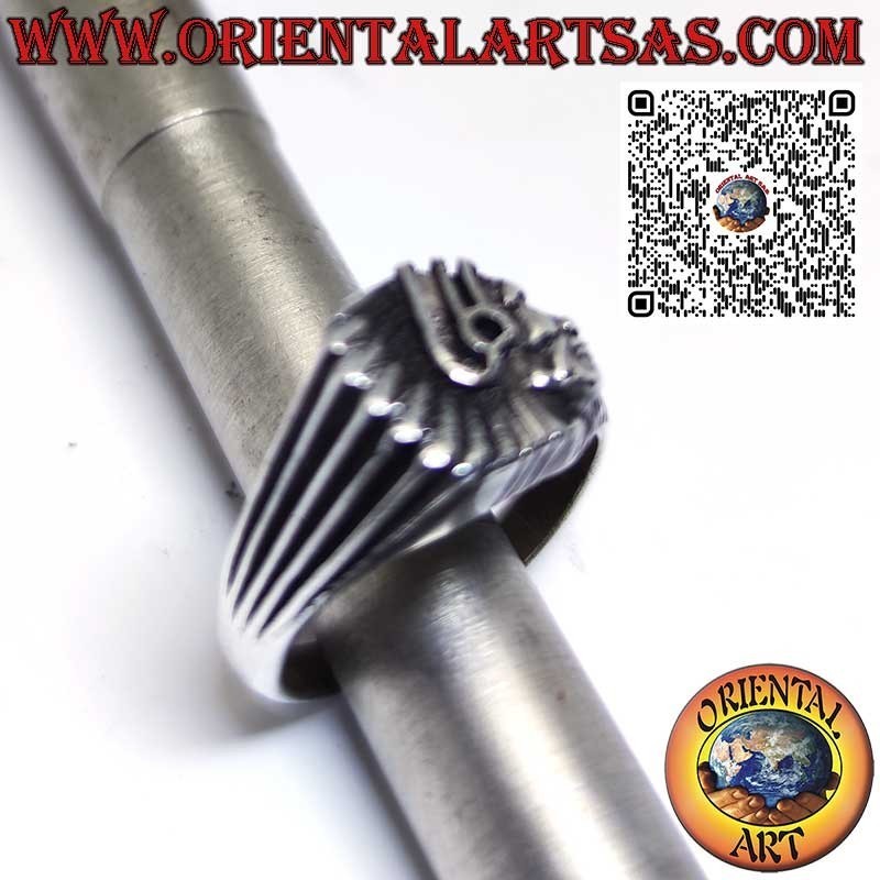 Bague en argent avec tête d'Amérindien de profil