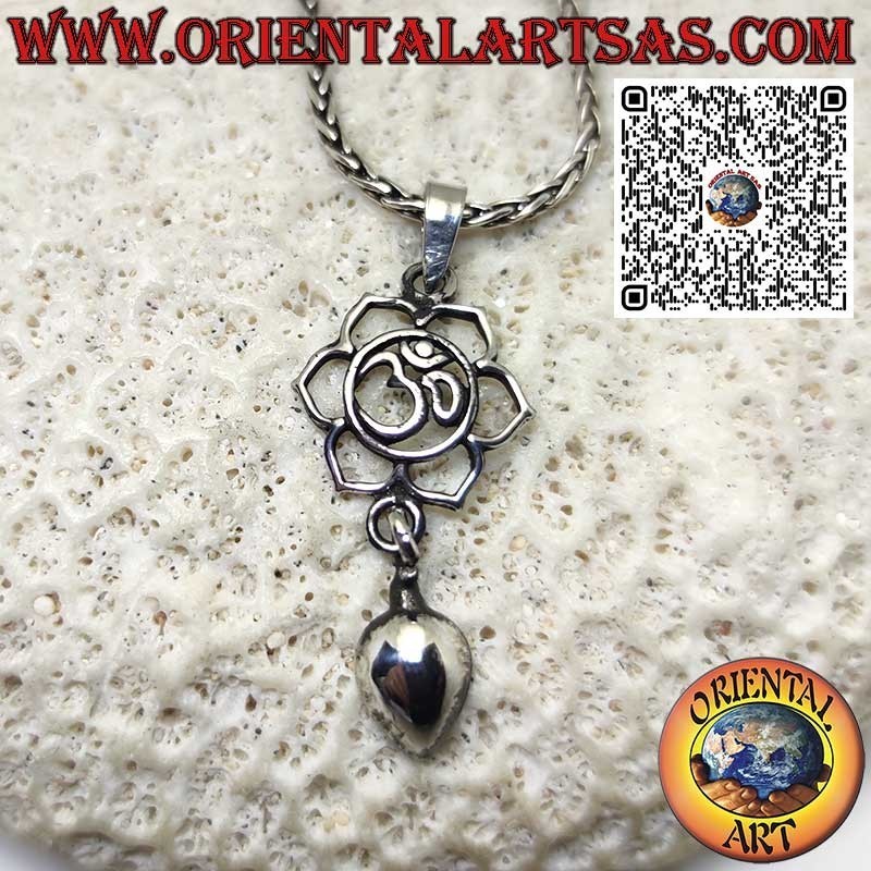 om Lotosblume Anhänger in Silber mit Sanskrit