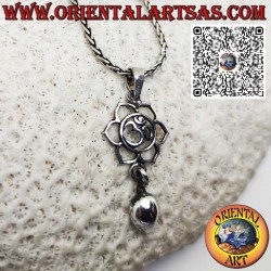 Pendentif en argent avec ॐ om Aum en fleur de lotus et pendentif
