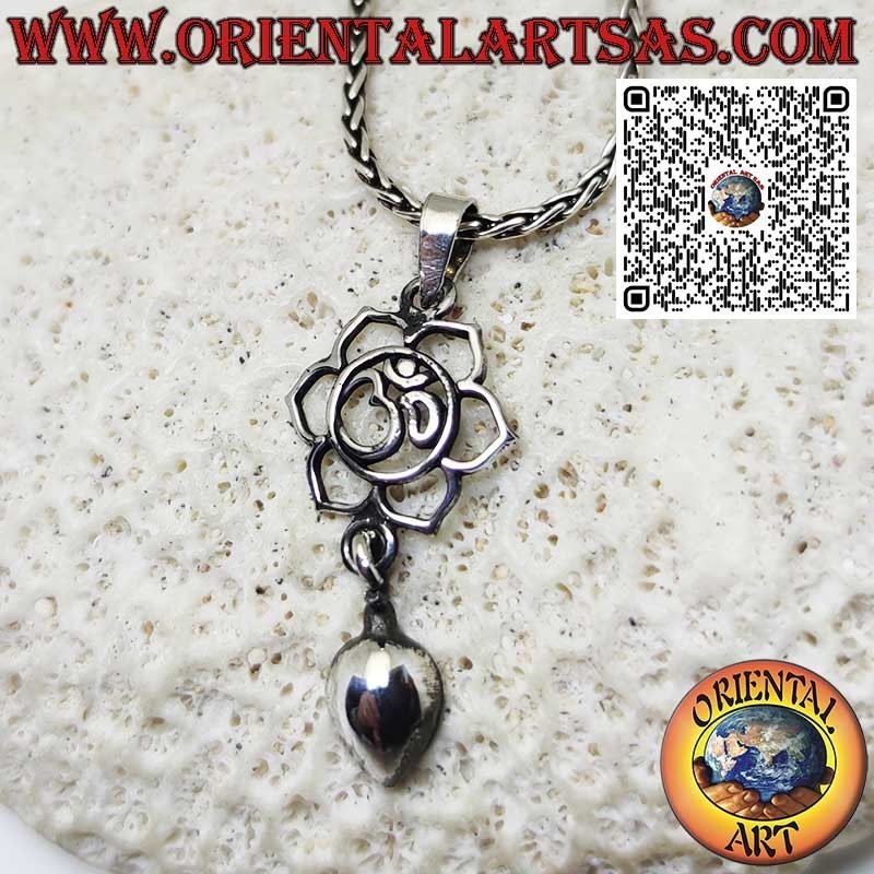 om Lotosblume Anhänger in Silber mit Sanskrit