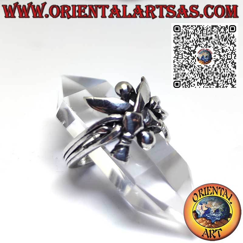 Anello in argento fede turca 4 fili con due Kukri coltelli Nepalesi