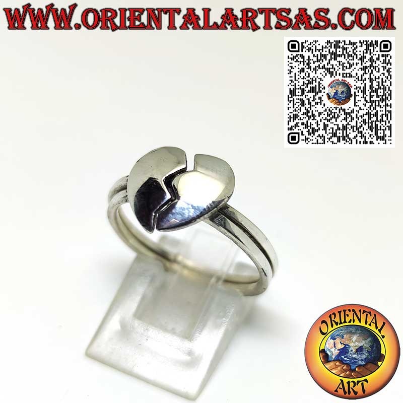 925 ‰ hypoallergenic silver ring, heart divisible on two rings