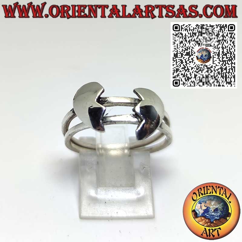 Anello in argento 925 ‰ anallergico, cuore divisibile su due anelli