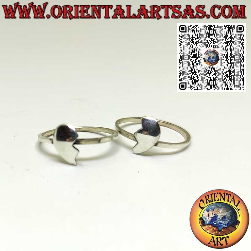 Anello in argento 925 ‰ anallergico, cuore divisibile su due anelli