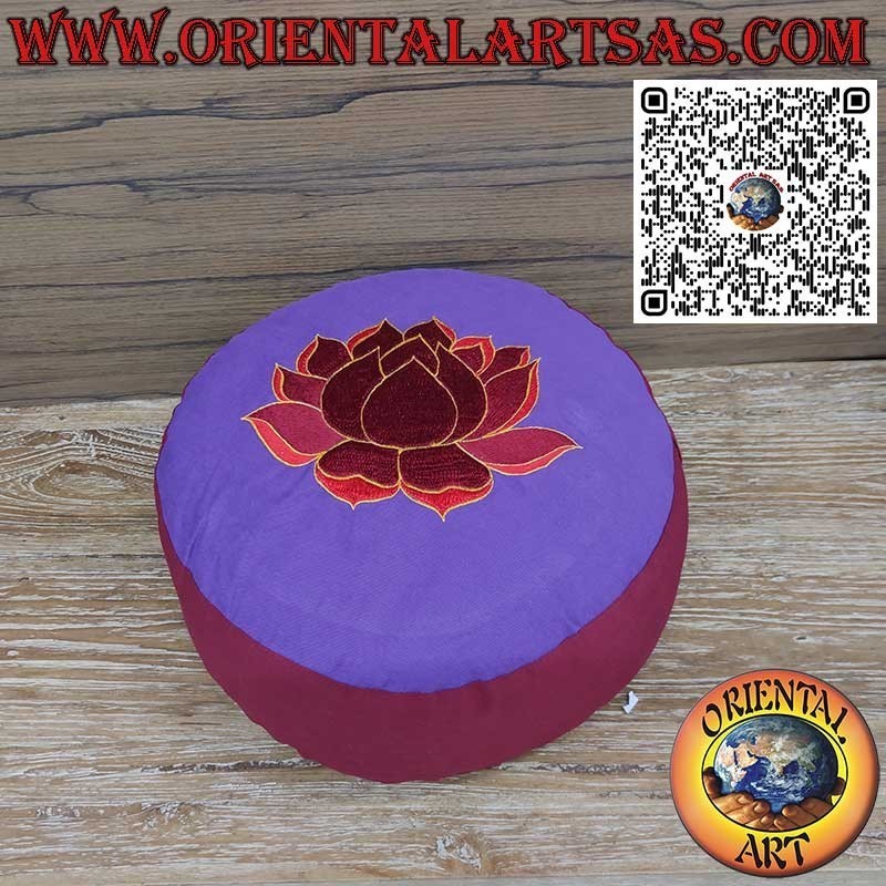 Cojín Meditación Trigo Sarraceno Nepal | Zafu Bordado Loto