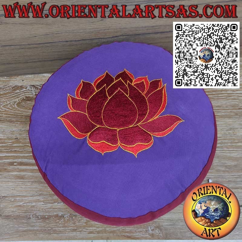 Meditationskissen Buchweizenschalen Nepal | Zafu Lotus Stickerei