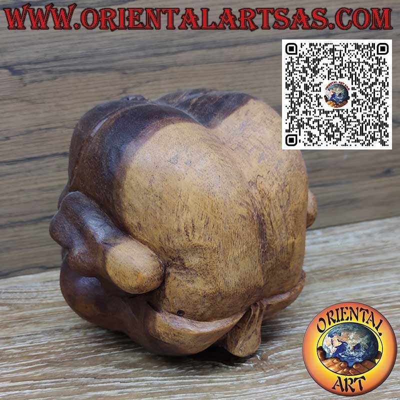 Sculpture "Yogi" the yoga master in suar wood 20cm. handmade