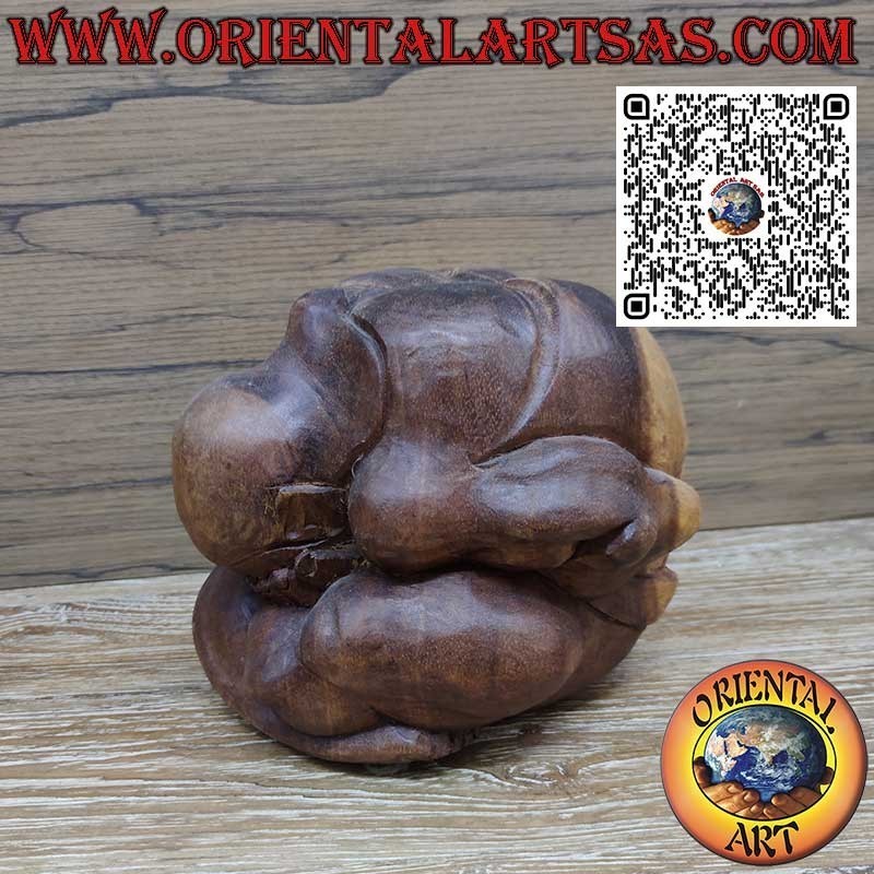Sculpture "Yogi" le maître de yoga en bois de suar 20cm. fait à la main