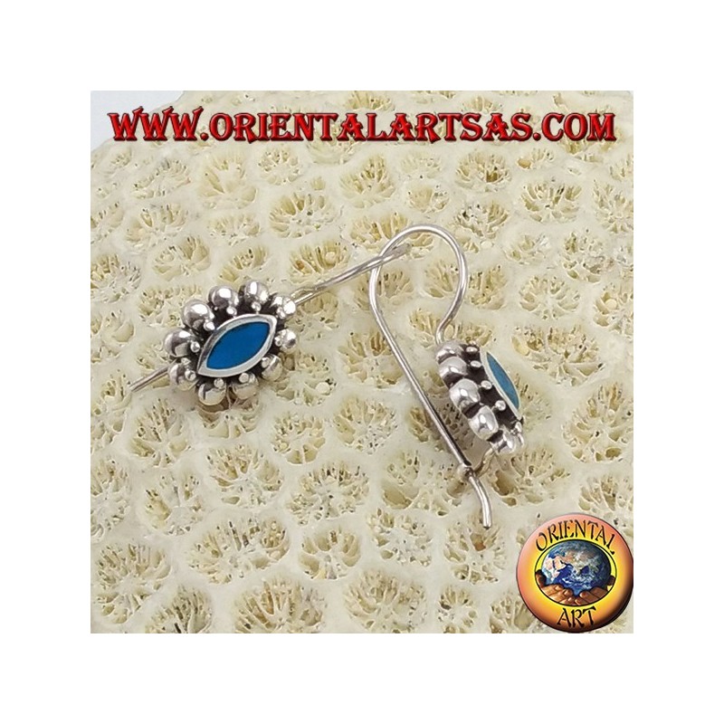 Boucles d'oreilles argent avec de la pâte turquoise navette